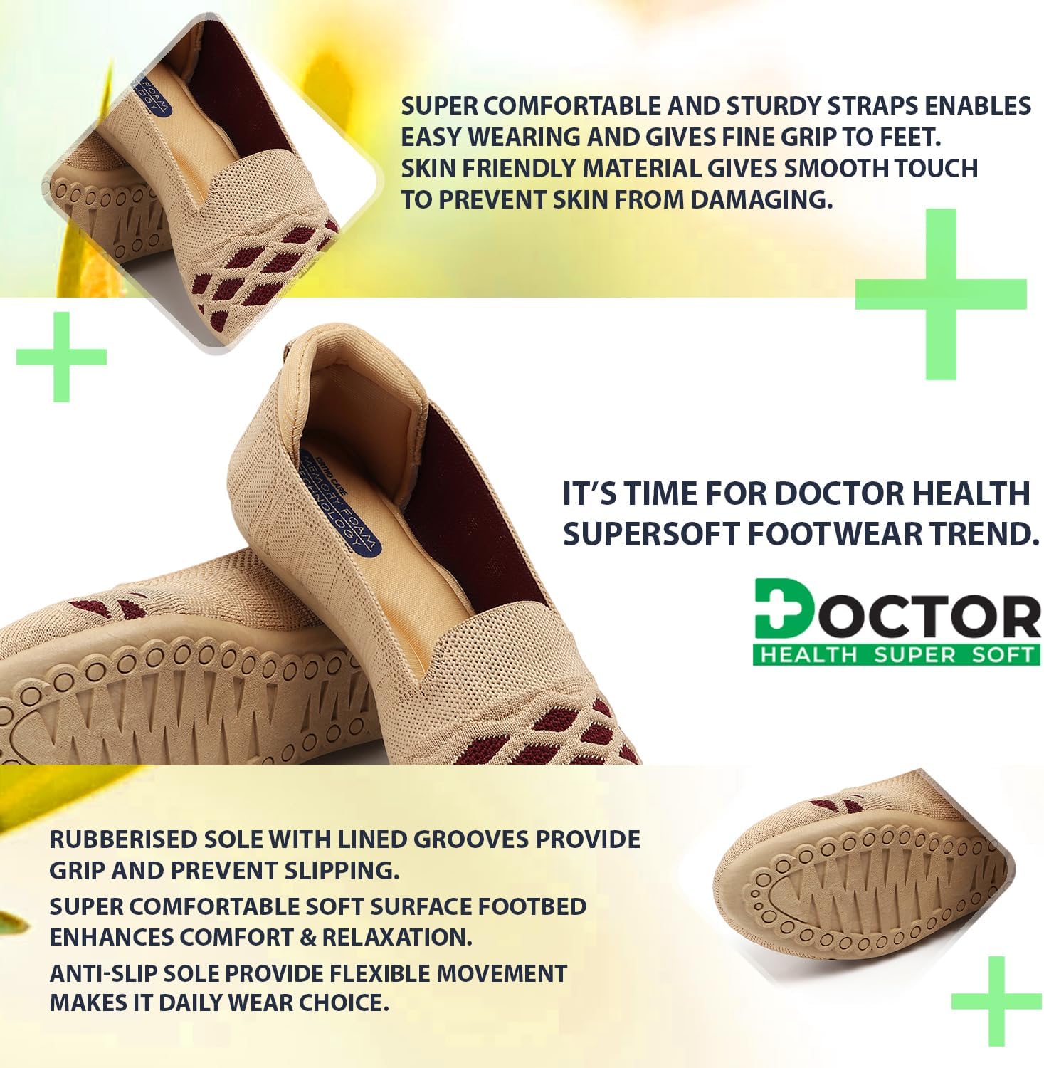 Doctor Health Ballerina Super Stylish Comfortable Classic Knit Design Flat Jute Non Slip Lightweight Everyday Flat Belly Trendy Women Belly image 5