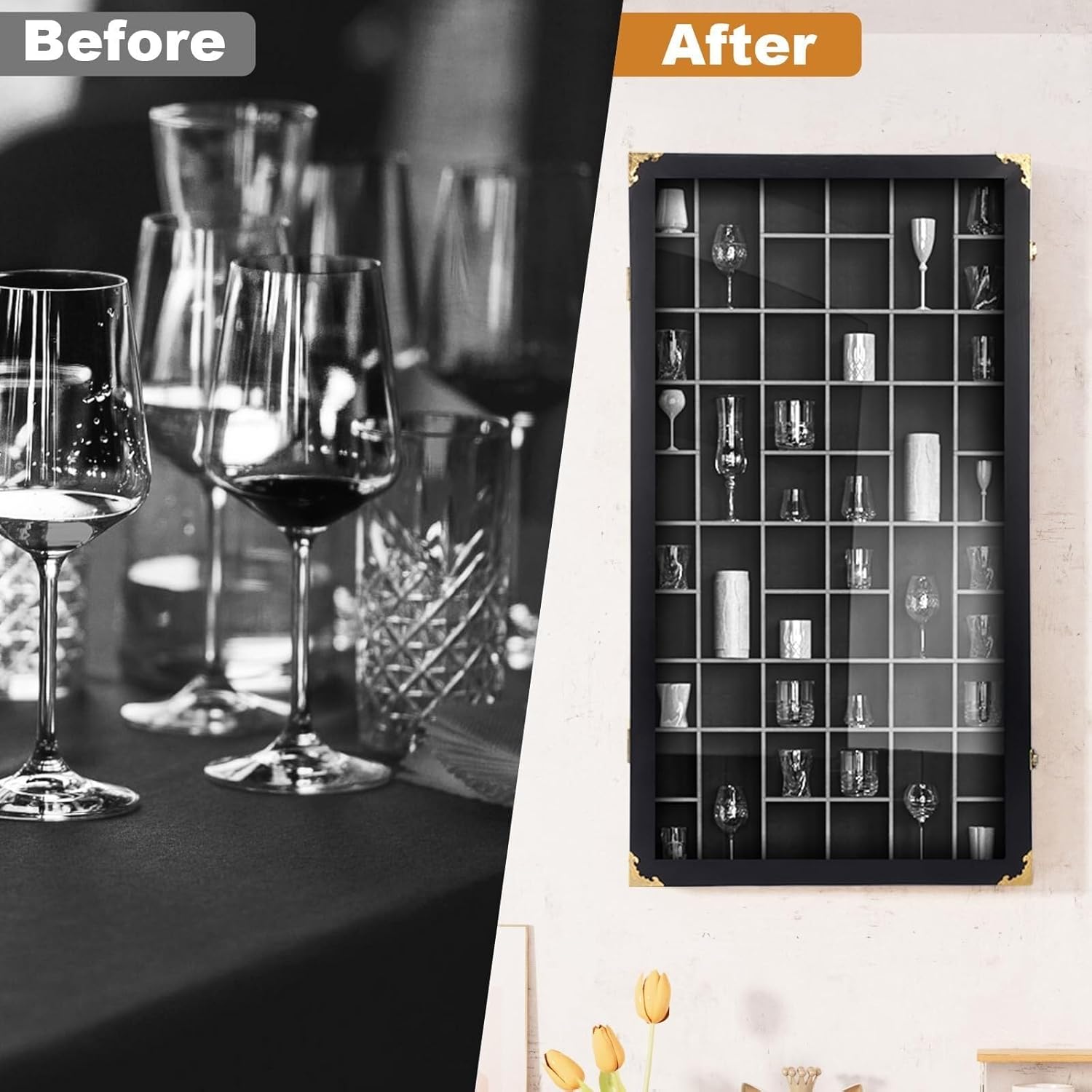Dressing Table with Mirror﻿ Wine Glass Display Cabinet Wine Glass Storage Box with Lockable Door Removable Shelf Wall-Mounted Wooden Cabinet