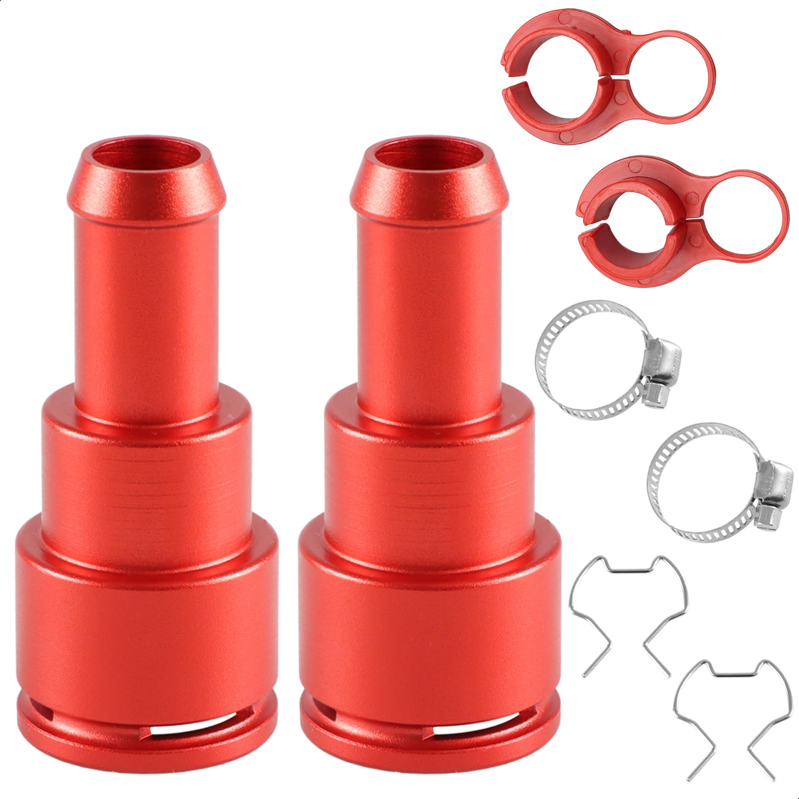 FUSCH Heater Hose Connector - 2PCS Aluminum Inlet/Outlet 3/4in x 5/8in Heater Core Tube Coolant Hose Connectors Compatible with Chevy Express Silverado GMC Sierra Replace#15032062 800-409