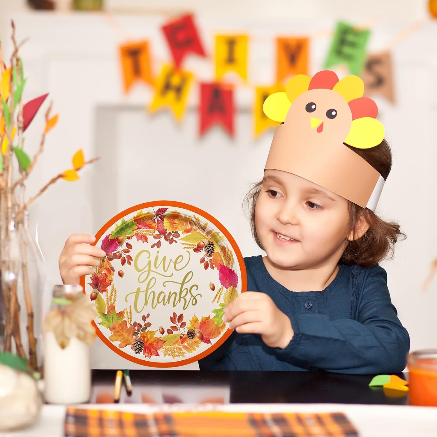 Fall theme Thanksgiving Party Supplies Kit, Serve 50, Autumn Harvest Disposable Dinnerware Includes: Paper Dinner Plates, Dessert Plates, and Napkins, Great for Thanksgiving Party Decorations - Image 6