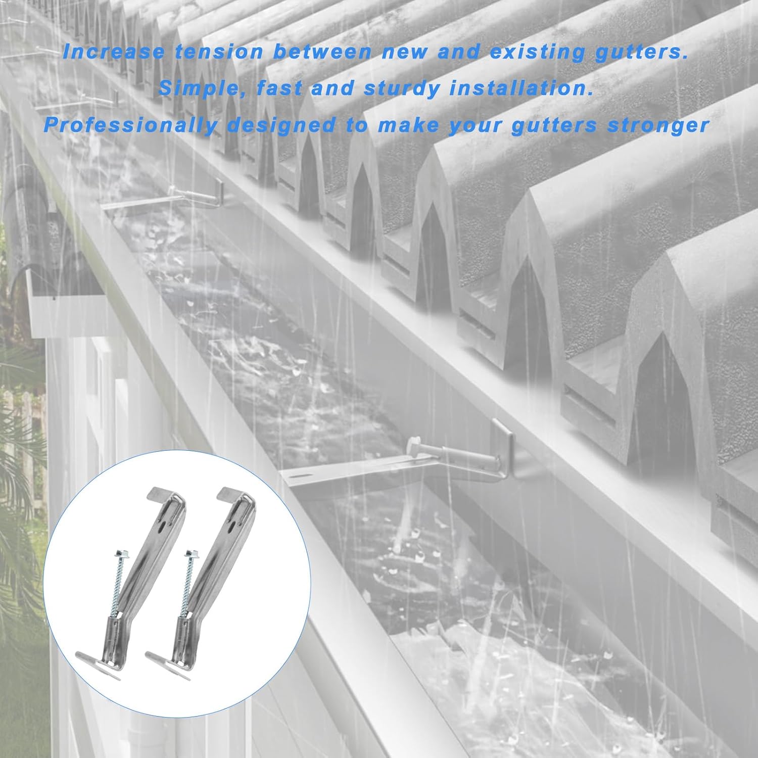 24 Pcs 5 Inch Gutter Hangers 5 Inch Hidden Gutter Brackets, Rain Gutter Hangers with Pre-Inserted Screws, Quick Screw Gutter Clips Gutter Parts for 5" K-Style Aluminum Gutter Repair