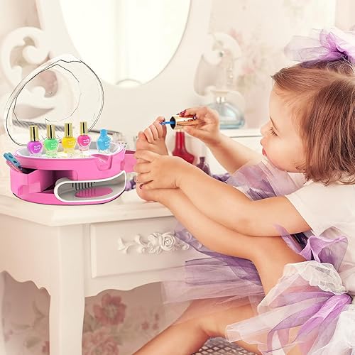 Miniatura 2 de BATTOP Juego de esmaltes de uñas para niñas, kit de arte de uñas para niños con organizador todo en uno, secador de uñas, esmalte, calcomanías,