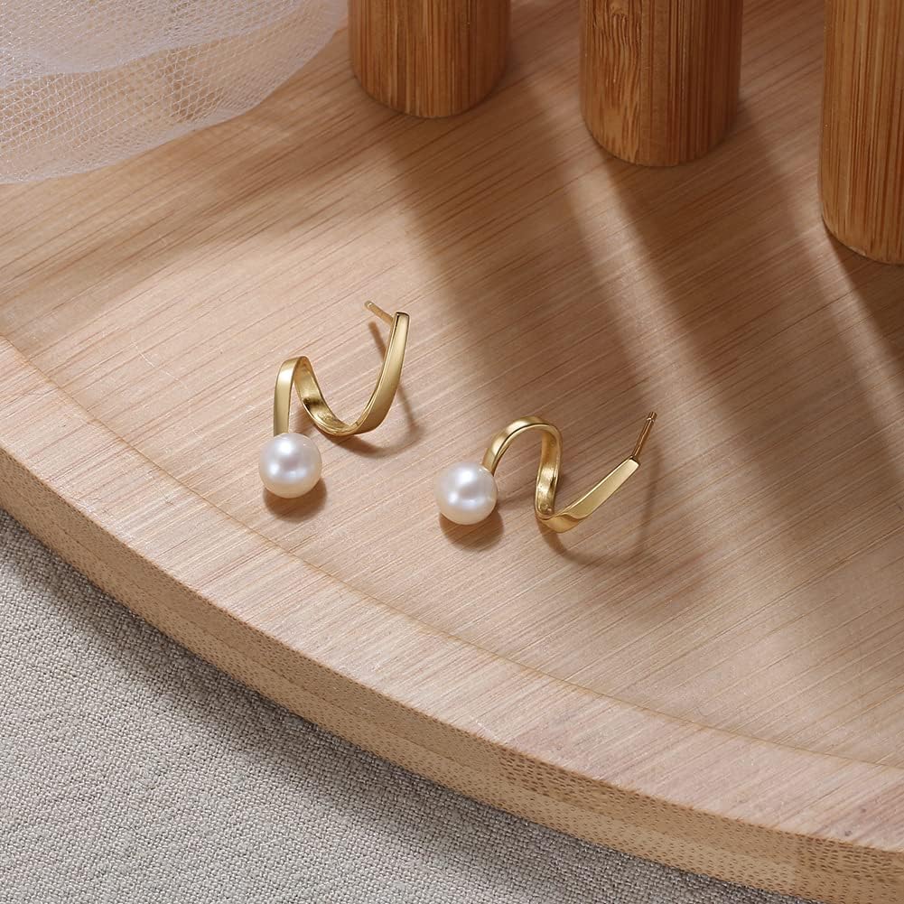 Pearl earrings-Gifts for Women Wife-Gift for Wife Wedding Birthday Anniversary Jewelry-Mom Girlfriend Her Mothers Day Gifts for Mom Women Valentines Day Christmas Day Gifts NO039