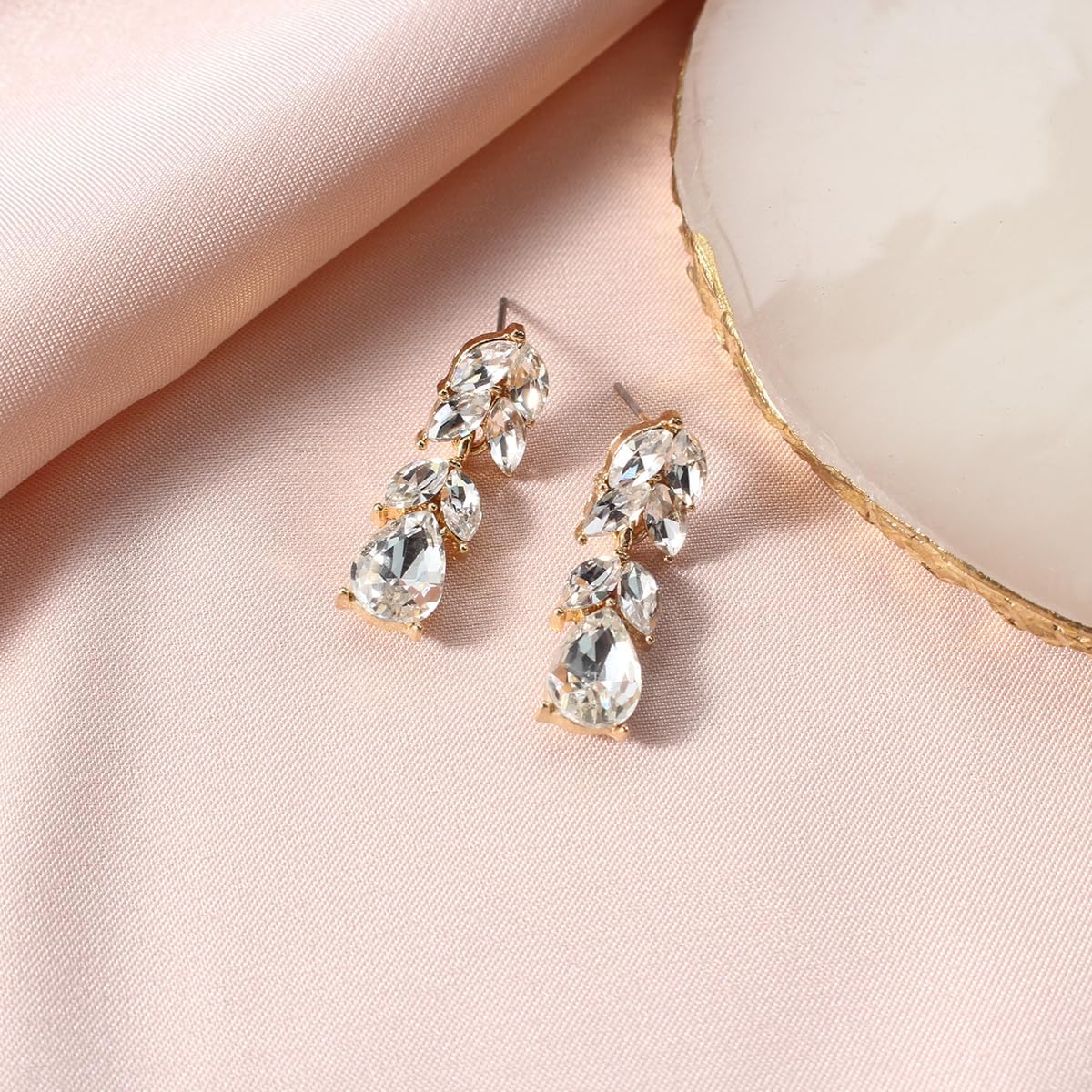 Rhinestone Teardrop Dangle Earrings Sparkle Crystal Bridal Earrings for Brides Bridesmaides Earrings for Women Wedding Pageant Prom - Image 4
