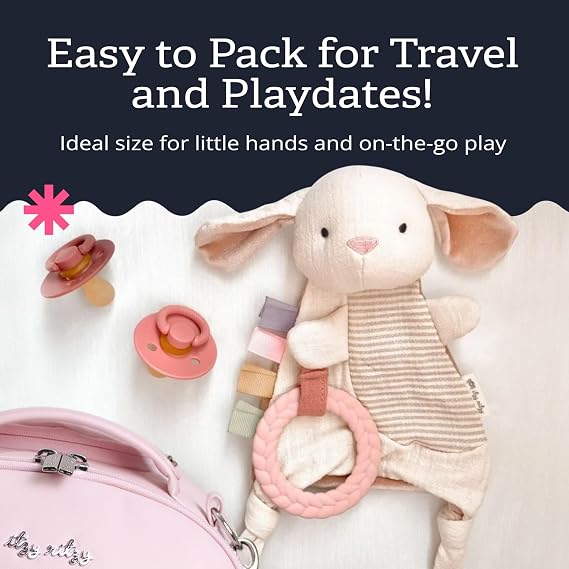 Itzy Ritzy Bitzy Crinkle Sensory Toy with Teething Toy, 0+ Months (Bunny)