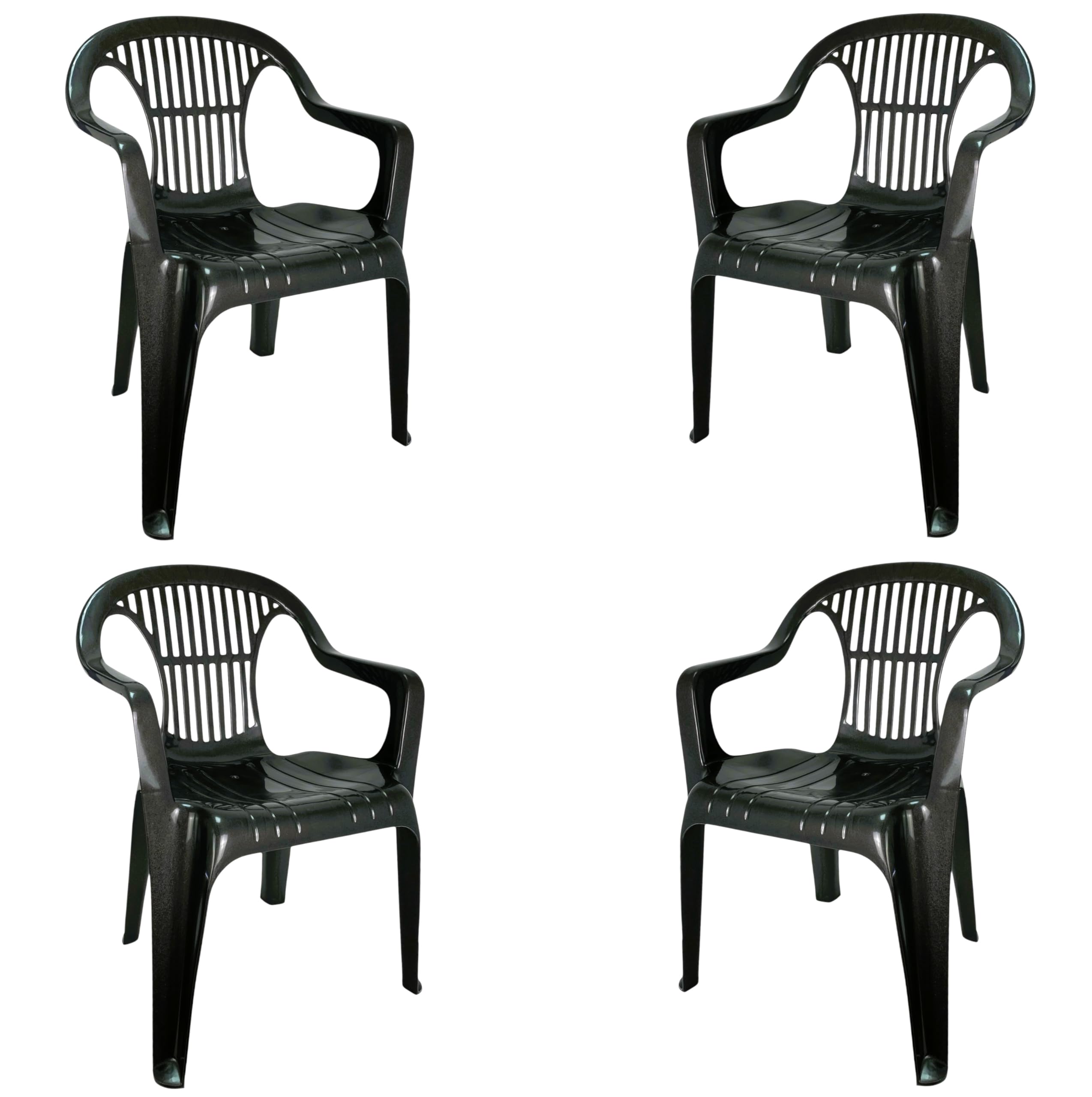 COSHANO Set de Sillas plasticas para Terraza, Jardín, Patio, Playa, Camping, apilables (4X Gris Antracita)