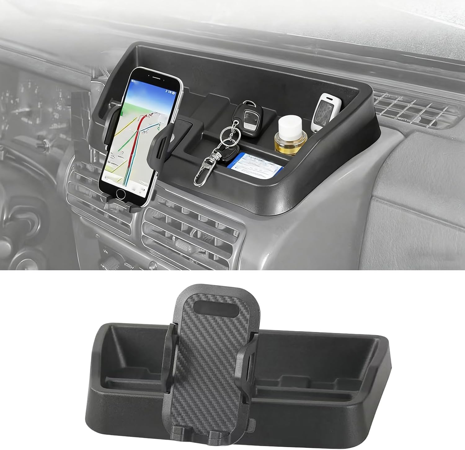 TJ Phone Mount for 1997-2006 Jeep Wrangler TJ Dashboard Cell Phone Holder with Storage Tray Interior Accessories