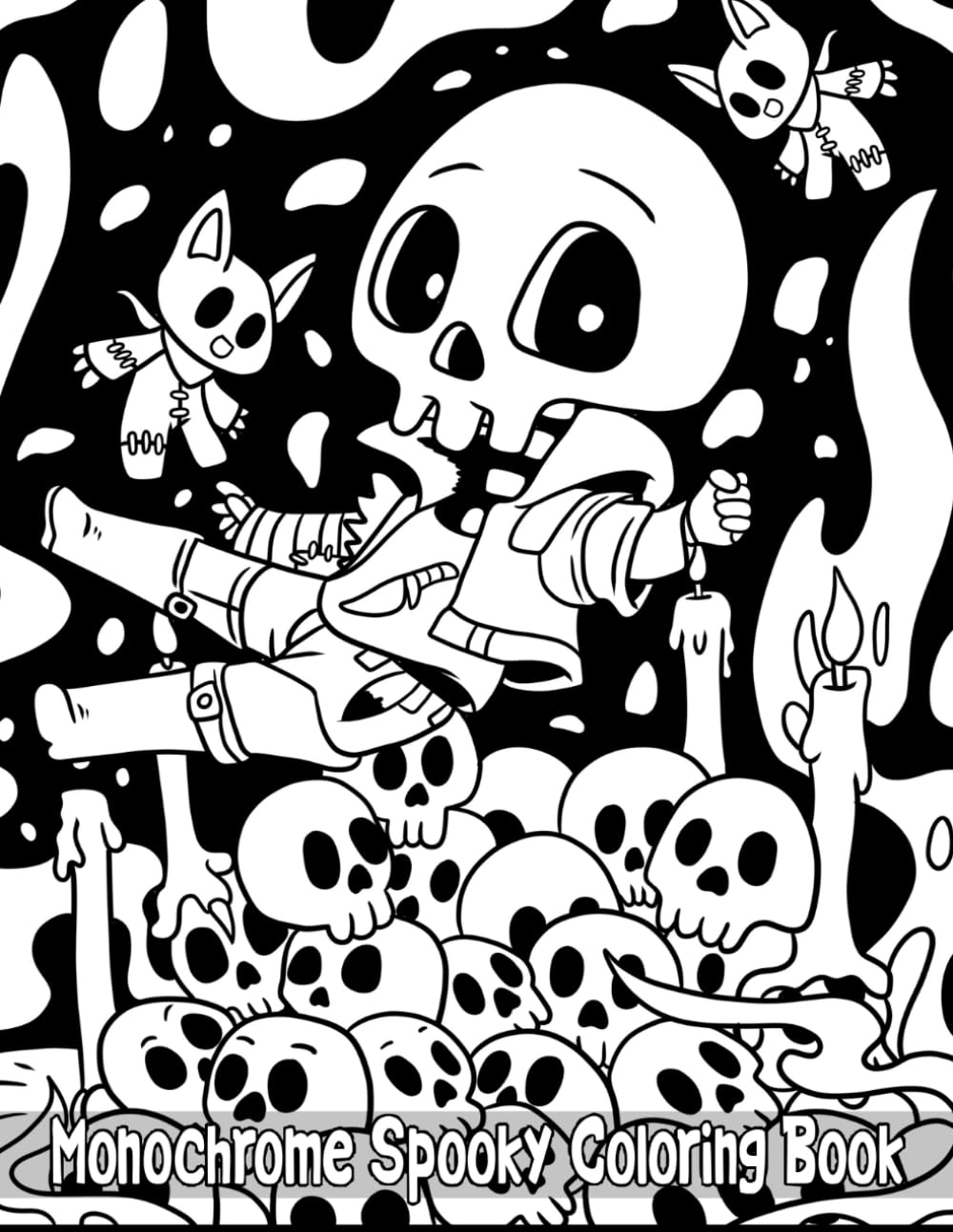 Monochrome Spooky Coloring Book: Beautiful Black and White Coloring Pages for Adults, Teens for Stress Relief and Relaxation