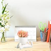 Vista 6 de 6 macetas de cerámica para suculentas, macetas pequeñas creativas en forma de humano, modernas mini macetas para oficina, hogar, cafeterías