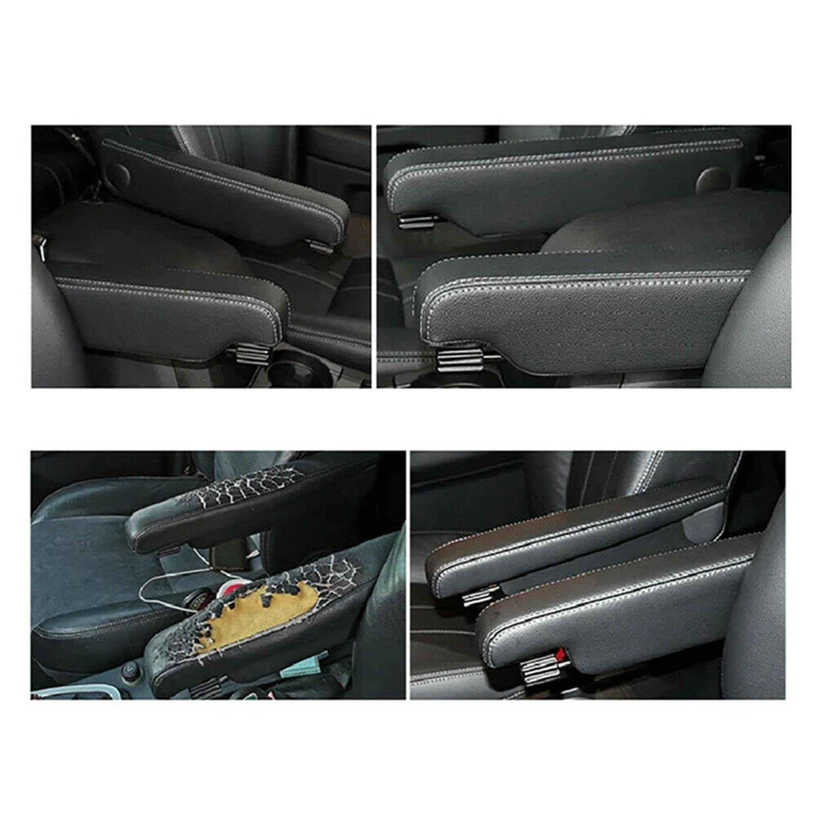 Cojín de Apoyabrazos Coche para Land Rover Freelander 2 2007-2015, Funda Reposabrazos Almohadilla Consola Central Impermeable Accesorios,Black