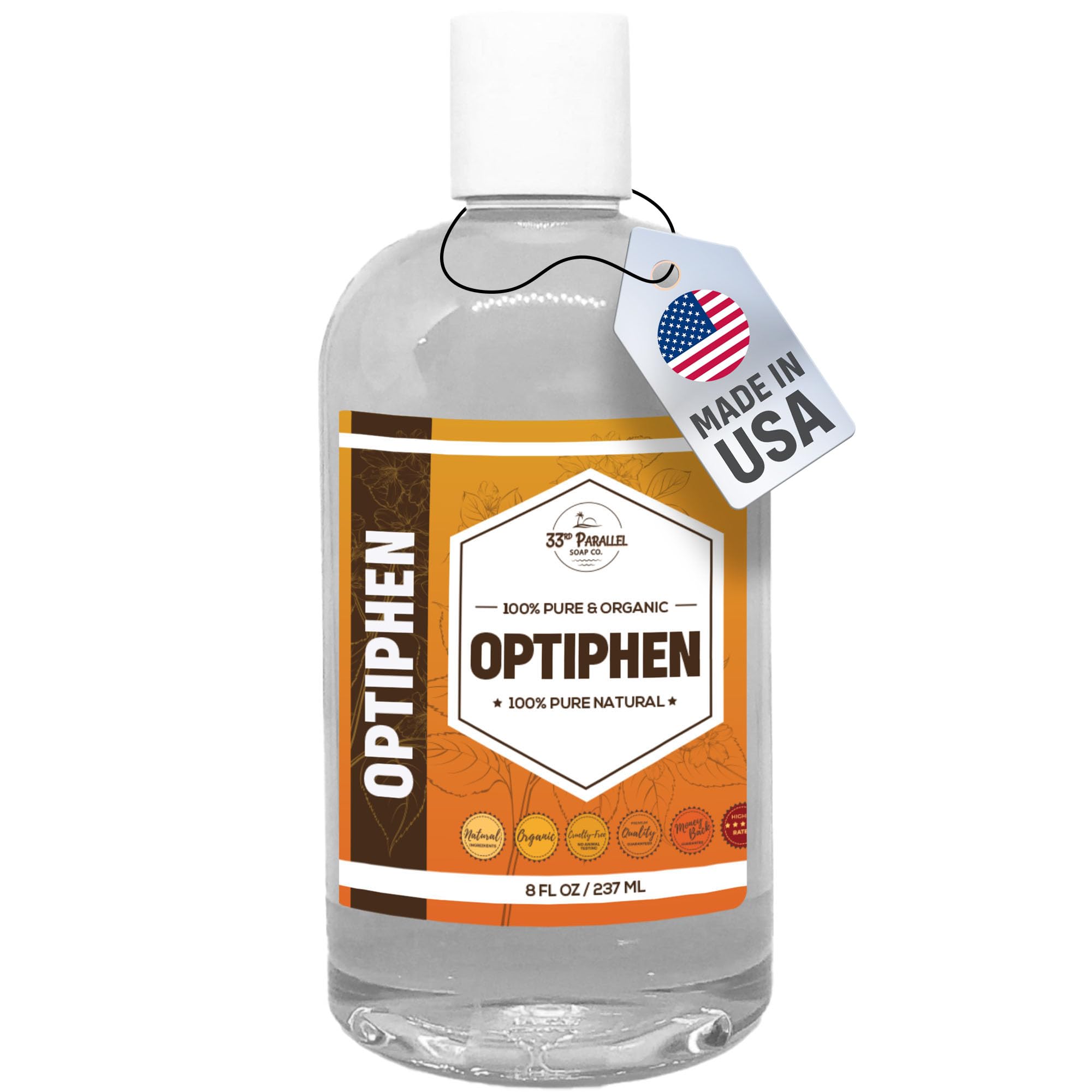 OPTIPHEN Natural Preservative (8 oz) Paraben-Free; Formaldehyde-Free; Water & Oil Soluble | Suitable for Soap Making, Lotions, Conditioners, Creams &