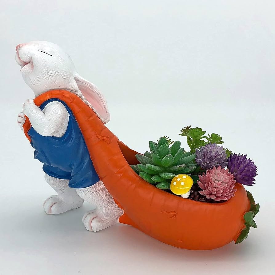 植木鉢 うさぎ ニンジンを持ったうさぎ プランター 多肉植物 花壇 プランター Amazon.co.jp: 多肉植物鉢 室内-室外用プランター 多肉 鉢