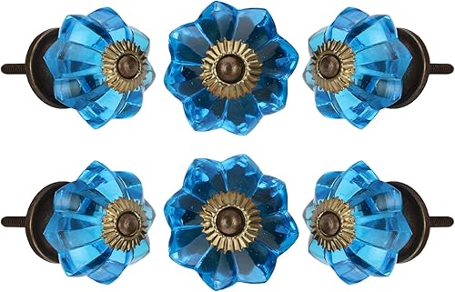 Perilla Home Juego de 6 pomos de cristal decorativos para el hogar, gabinetes de cocina, armario, puerta, aparador, armario y tiradores de cajón