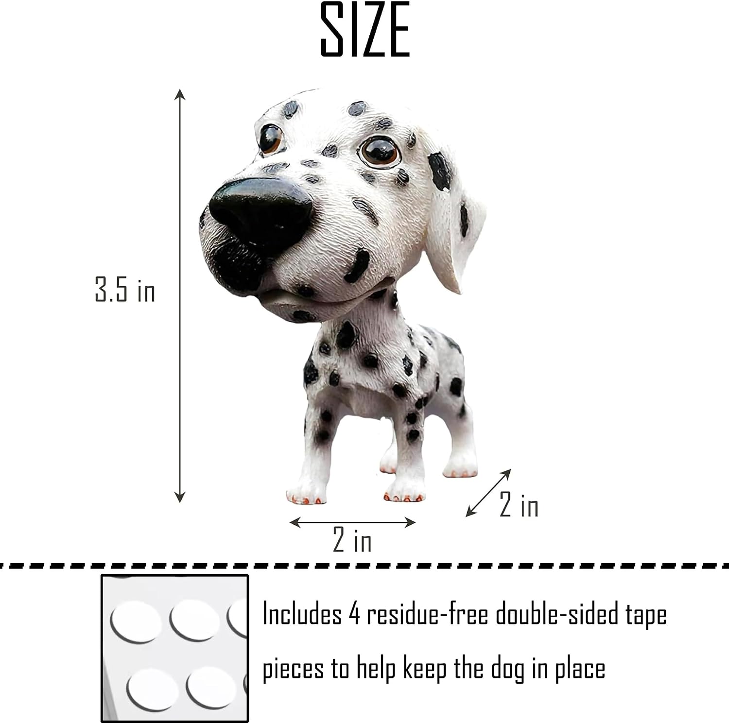 Dalmatian Bobblehead Dog - 2" Car Dashboard Ornament, Cute Resin Dog Statue for Car Accessories, Home Decor & Office Desk for Dog Lovers