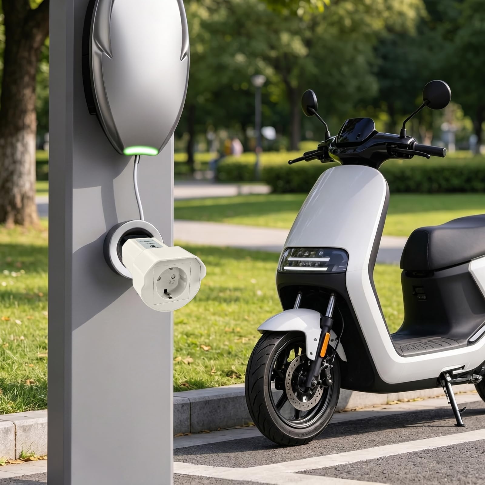 Standardowy adapter sieciowy UE do stacji ładowania typu 2 16a 3,5 kW obudowa PC, biały, przenośny adapter do zasilania skutera elektrycznego, motocykla elektrycznego, roweru elektrycznego
