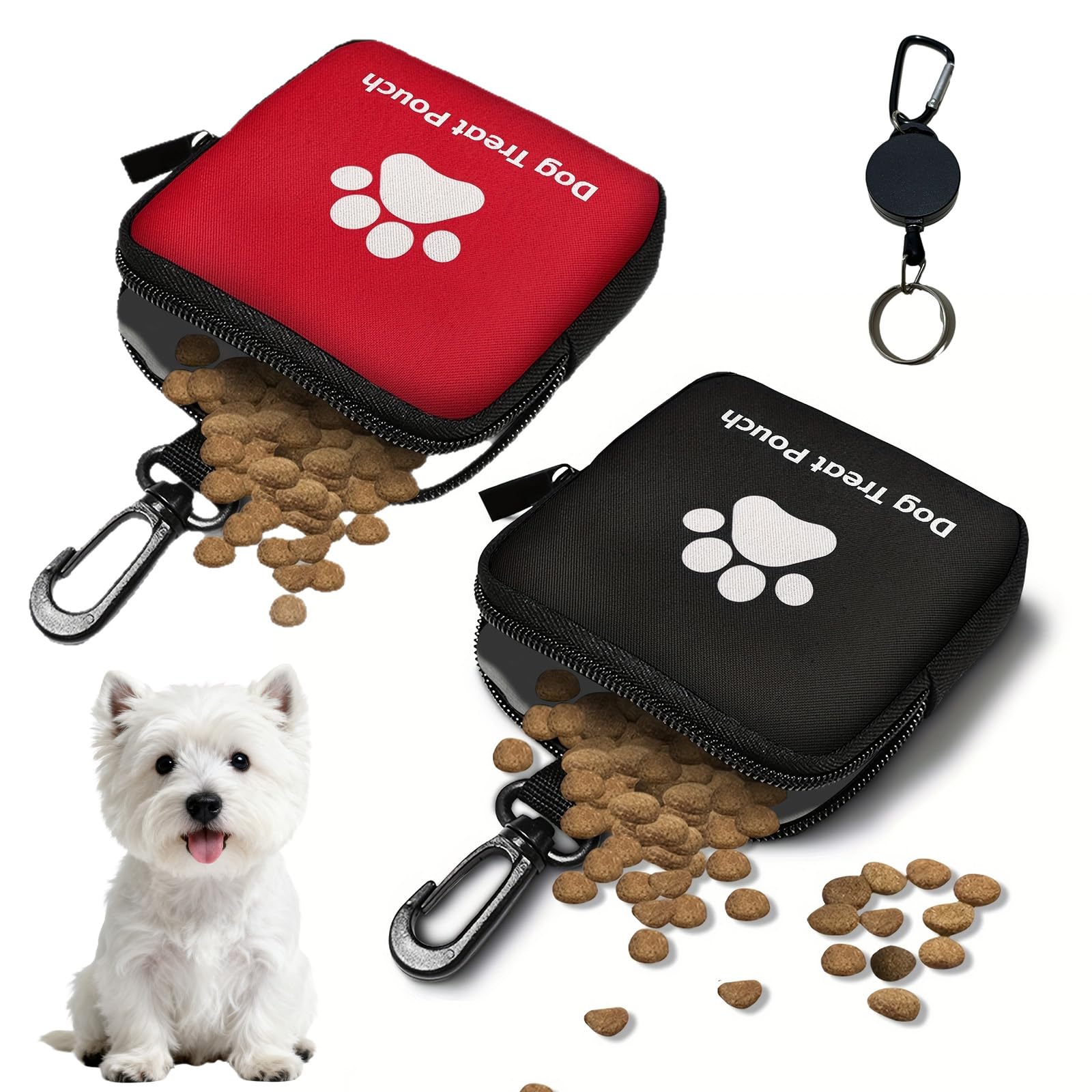 VEGCOO 2 Pz Porta Premietti per Cani Borsa con Cerniera e Moschettone, Sacchetti Portatili per Animali Domestici in Piccola, Borsa Addestramento Cane Porta Premietti per Cani per Viaggi, Uso Esterno