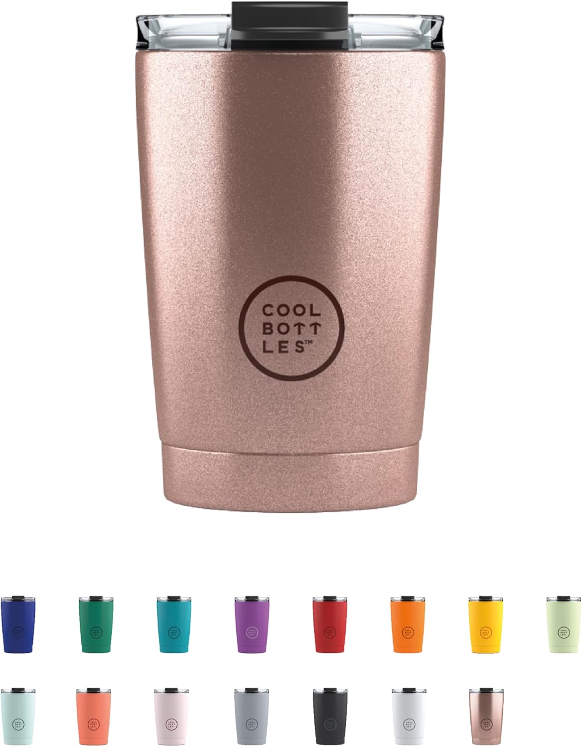 Cool Bottles - Gobelet Isotherme en Acier Inoxydable 330 ml - Tasse Thermique avec Couvercle Hermétique - Boissons froides 10h et chaudes 5h - Finition Anti-tâches - Metallic Rose - Amazon product rated Grade B