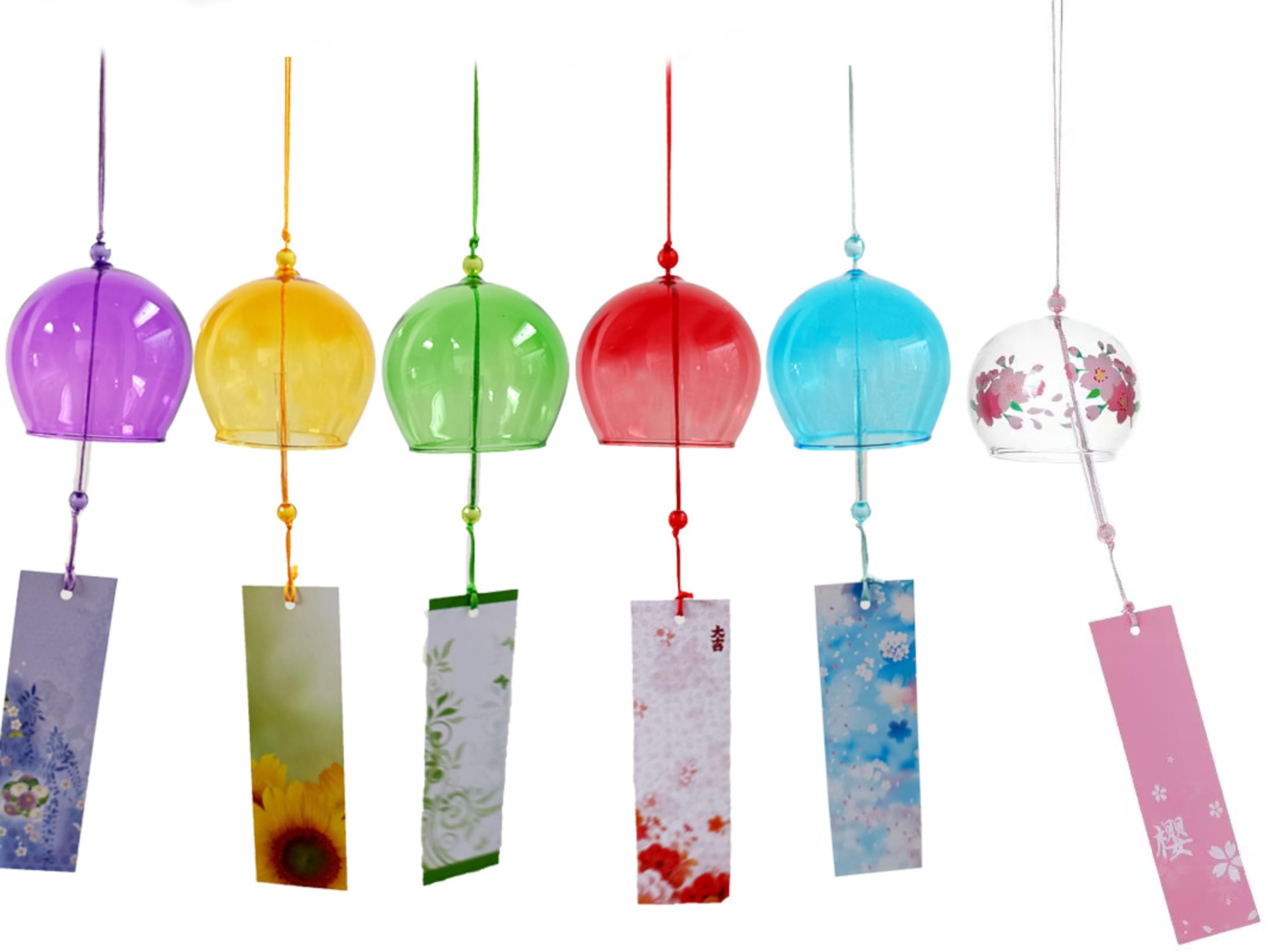 Kougei Studio Edo Wind Chimes, Set of 6, Fashionable, 2.4 x 2.8 inches (6 x 7 cm), Colorful, Handmade Kit, Summer Gift, Celebration, Feng Shui Adjustment, Pure Sound, Home Decoration, Peace Prayer : D