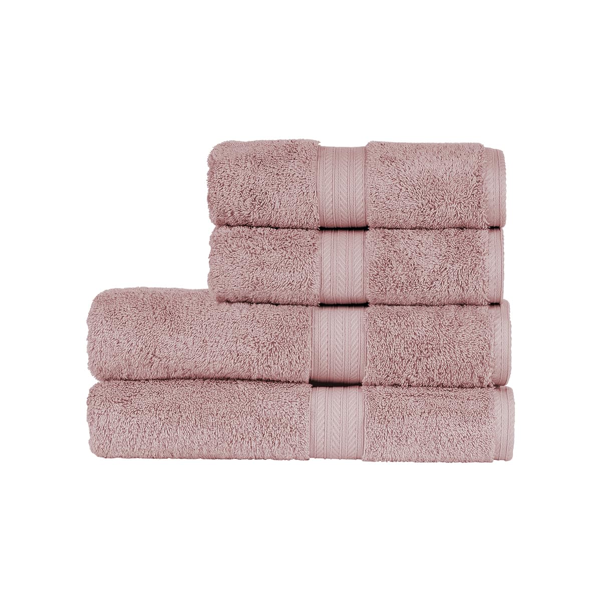 Christy Renaissance 4 Piece Towel Set | Petal Pink | 100% Egyptian Cotton Pile | Luxuriously Soft and Super Absorbent | 675 GSM | 2 Bath Towels 2 Hand Towels