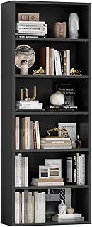 Furniwell 71" Tall Bookcase Bookshelves, 6 Tier Floor Standing Bookcases Open Frame, Modern Display Storage Organizer for Home Office, Living Room, Bedroom, Study Room (Black, 1 Pcs)