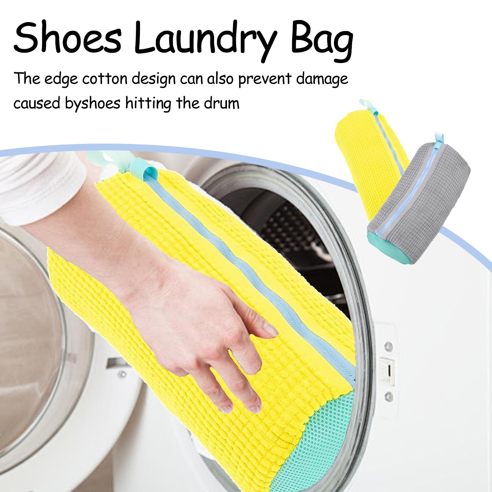 Sacchetti per Lavare Scarpe in Lavatrice, Riutilizzabile Sacchetto Scarpe Lavatrice, Borsa da Biancheria per Scarpe con Cerniera per Proteggere le Scarpe,Pulizia Efficiente