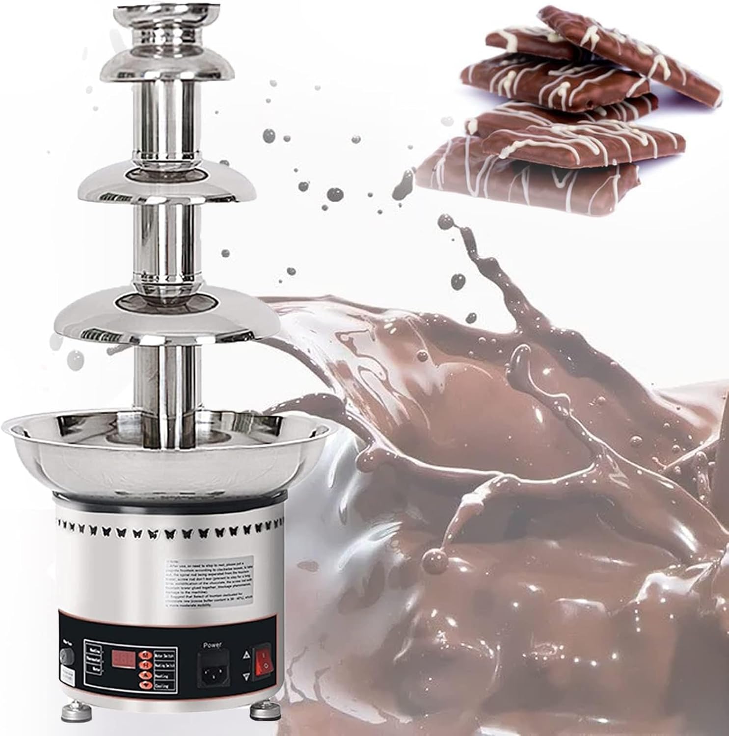 Chocolate Fondue Fountain 4/5/6/7 Tier Chocolate Fountains ，Large Chocolate Fondue Tower Stainless Steel Hot Chocolate Waterfall for Cake Shop,Hotel,House,Restaurant(6 Tier)