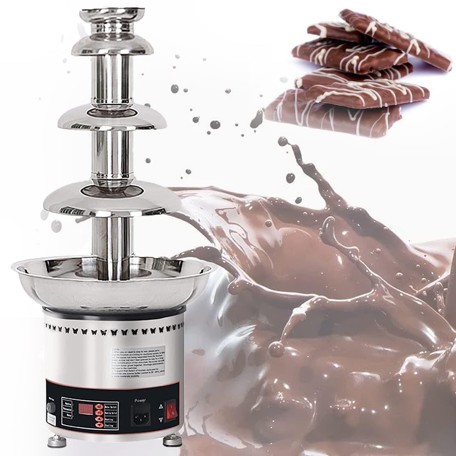 Fontaine à Fondue au Chocolat Fontaines À Chocolat À 4/5/6/7 Niveaux, Grande Tour À Fondue Au Chocolat, Cascade De Chocolat Chaud en Acier Inoxydable for Pâtisserie, Hôtel, Maison, Restaurant(5 Tier)