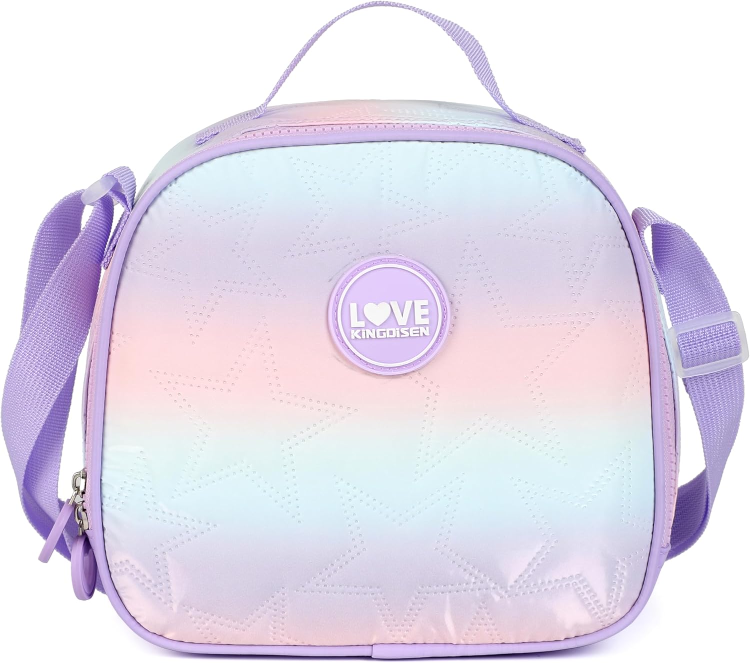 Kids School Backpack for Girls Purple Star School Bag Bookbag with Lunch Bag Pencil Case for School (Purple Gradient)