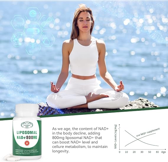 NAD+ Supplement Liposomal NAD+ Plus 800MG Nicotinamide Riboside Alternative for Cell Energy, Healthy Aging and Muscle Repair 60 Capsules