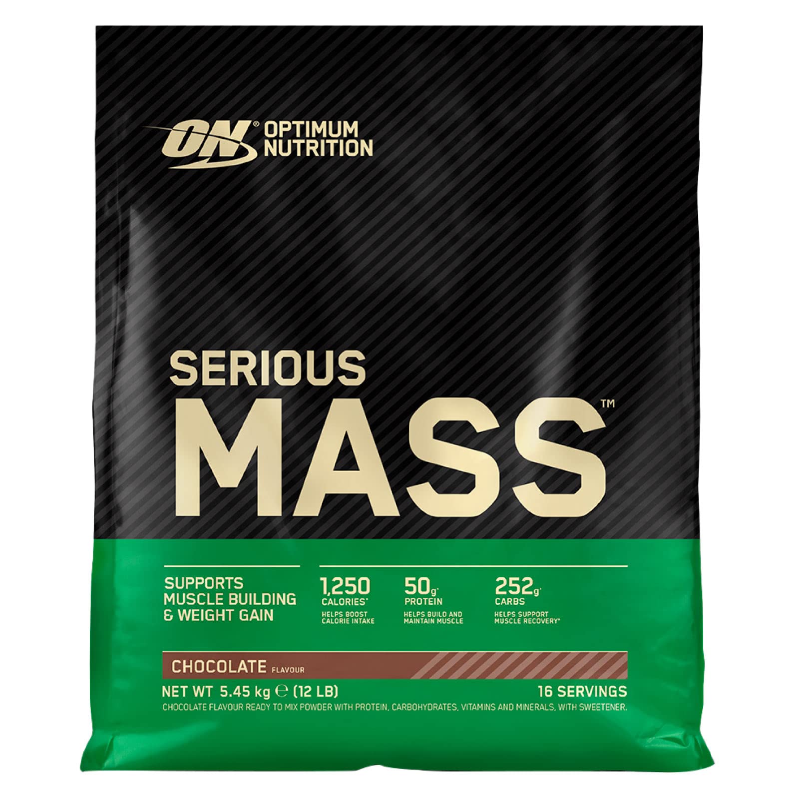 Optimum Nutrition Serious Mass Gainer Molkenproteinpulver für den Aufbau von Muskelmasse mit Kreatin, Glutamin und Vitaminen Schokolade 5.45kg 16 Portionen + SHAKER
