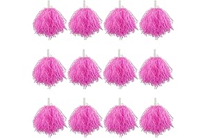 12 Pack Pink Pom Poms, 30 Grams Cheerleading Pom Poms Bulk