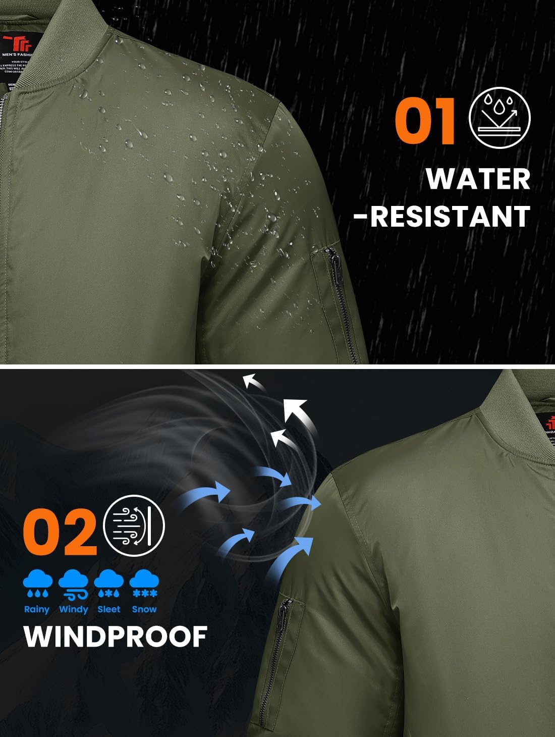 Gopune Men's Bomber Jacket Casual Fall Winter Warm Jacket Full Zip Padded Coats Outwear - Image 4