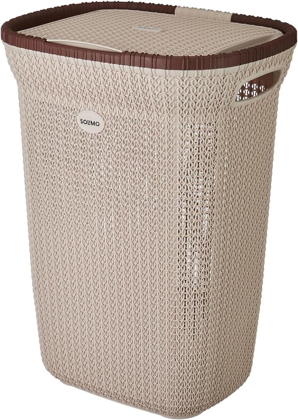 - Amazon Brand - Solimo Plastic Knit Laundry Basket - Big - 55 Litres - 44 Cm X 35 Cm X 61 Cm | Beige