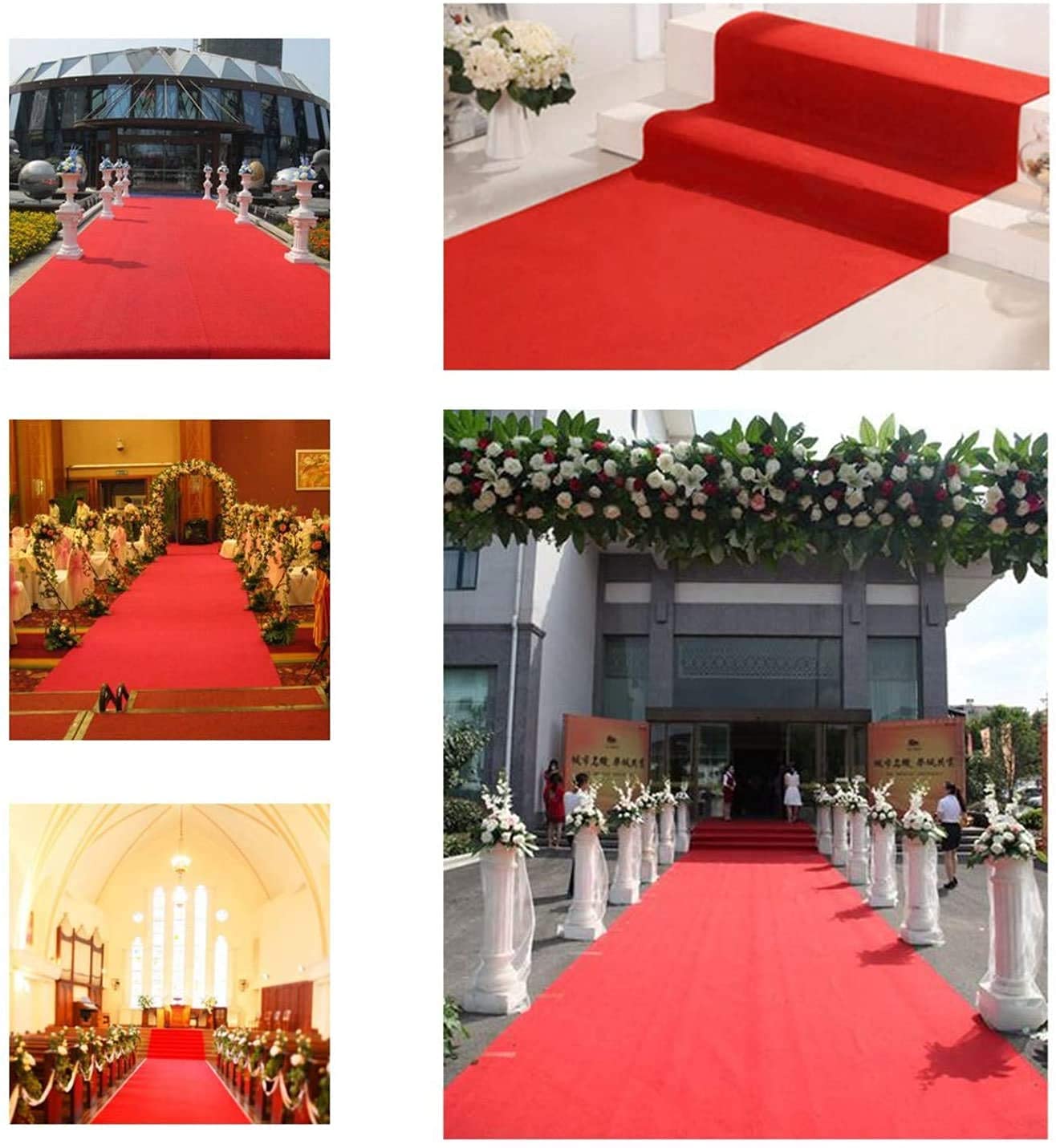 uyoyous 100x1000cm Roter Teppich,Hochzeits-Läufer Event Teppich 2mm Red Carpet Gangläufer roter Teppichläufer,Einwegmatte für Hochzeit, Party, Zeremonie, Hochzeitsdekoration