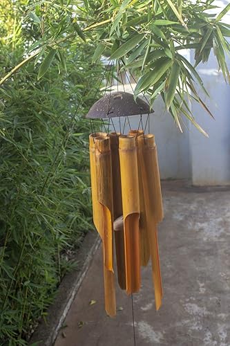 Miniatura 4 de Campanillas de viento grandes de bambú de coco de 35 pulgadas para exteriores, campanillas de madera de tono profundo hechas a mano para jardín,