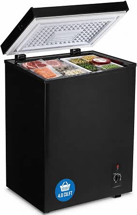 3.5 Cu.Ft Chest Freezer with Adjustable Thermostat, Low Noise & Energy Efficient Compact Mini Freezer