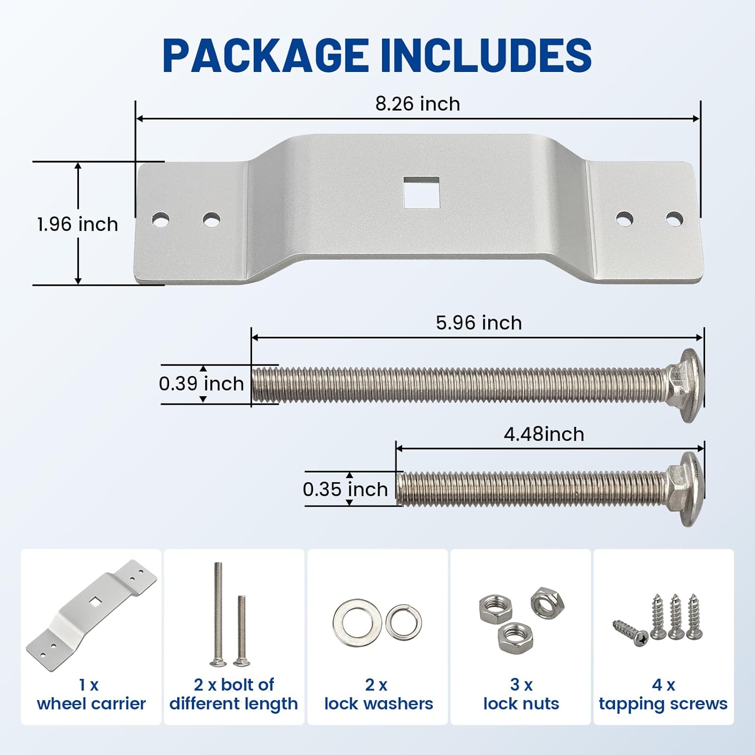 Anina Spare Tire Carrier for Enclosed Trailer, Wall Mount Bracket Holder+ Square U Bolts with Frame Plates and Nuts 3/8'' X 3'' X 7'' Stainless Steel
