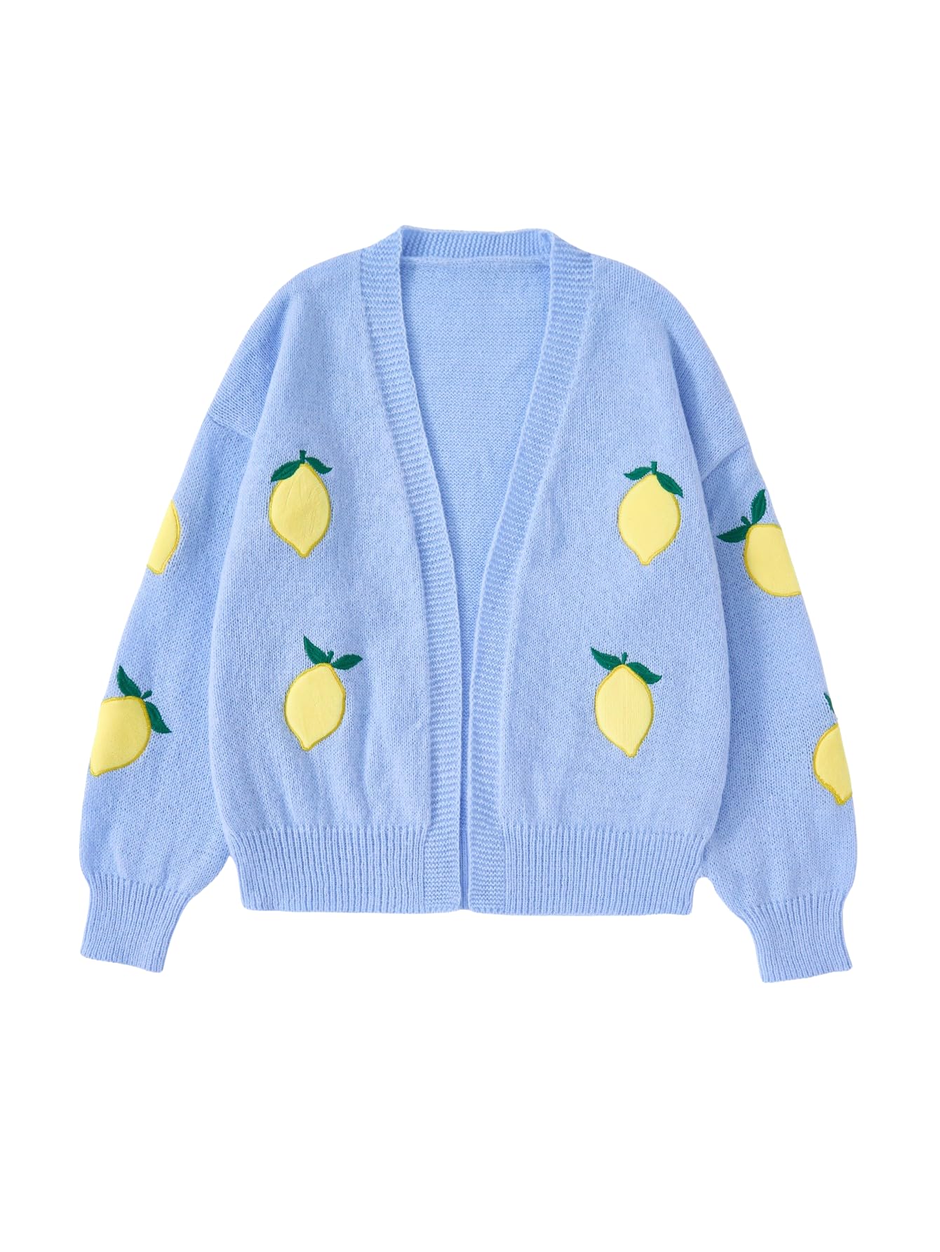 Women's Chunky Knit Open Front Color Block Long Sleeve Loose Short Cropped Cardigan Sweaters-image-45