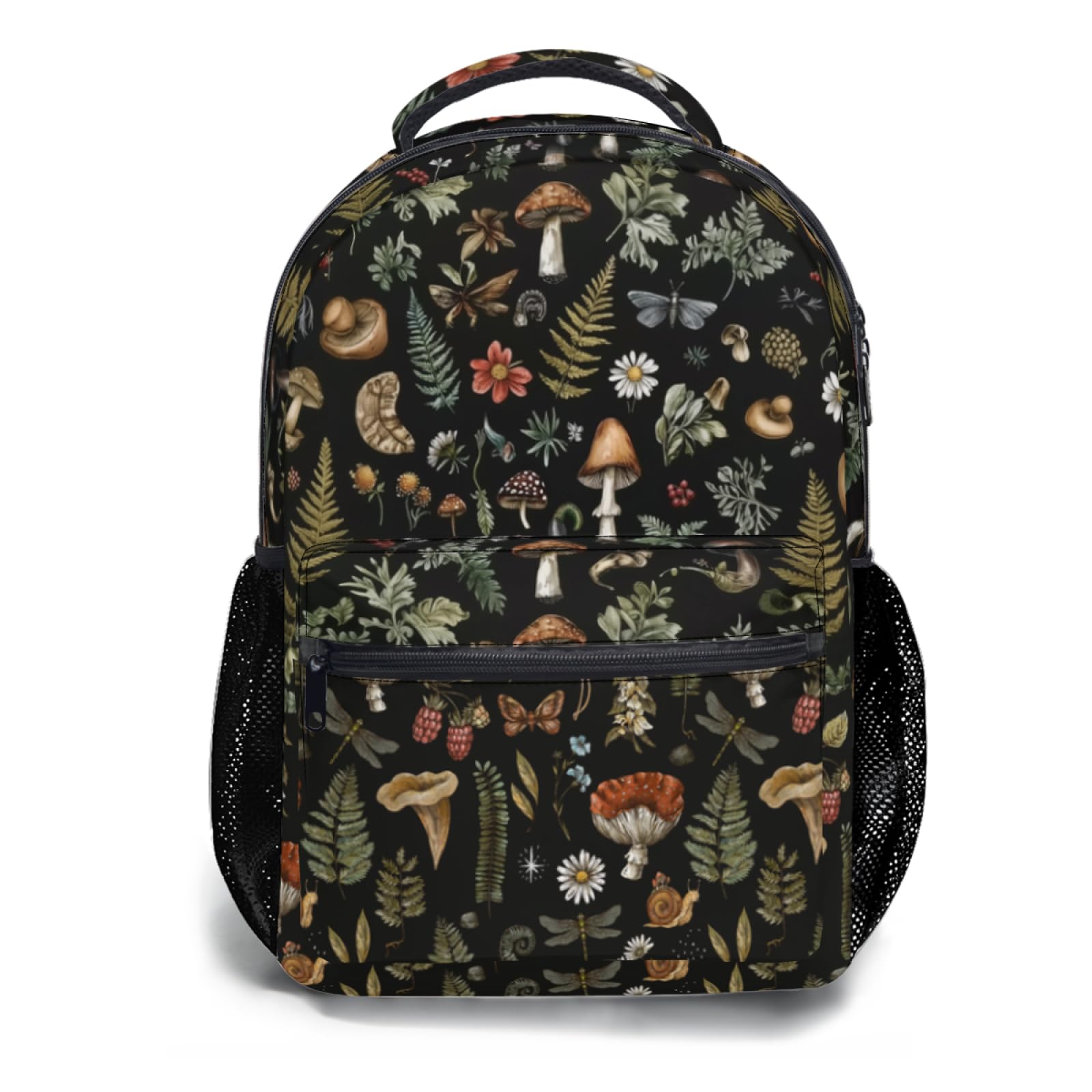 aportt Mushroom Floral Vintage Kids Backpack for School Casual Daypack Backpacks Butterfly Leaves Lightweight Book Bag Forest Plant Shoulder Bag for