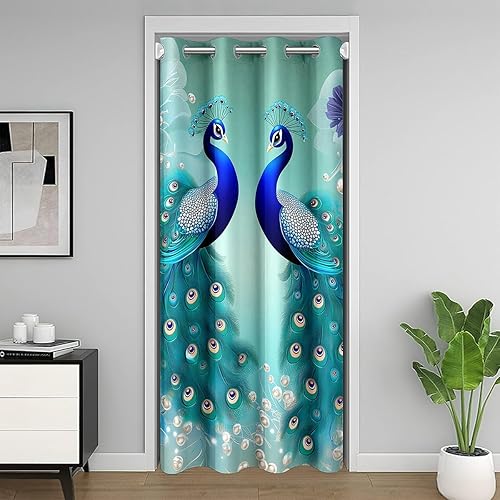 Miniatura 28 de Cortina de puerta de serpiente para privacidad de puerta, cortina opaca de serpiente azul, cortina de puerta de escamas azules reptiles 3D, cortina