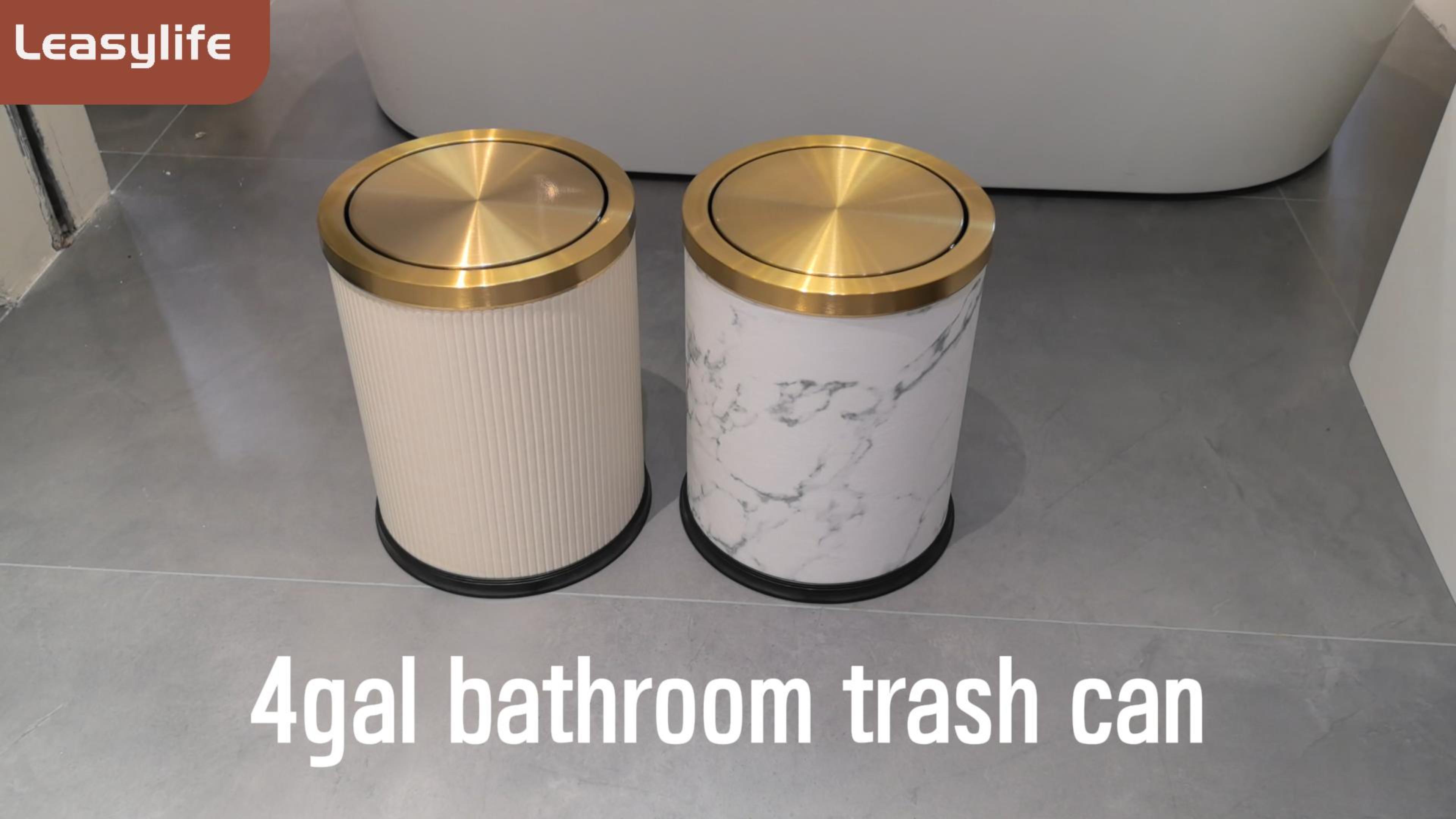 Image of 4gallon,Marble Trash Can with Lid,Medium Bedroom Garbage Can,Flip Top Trash Can for Bathroom,Bedroom,Kitchen,Living Room(Marble)