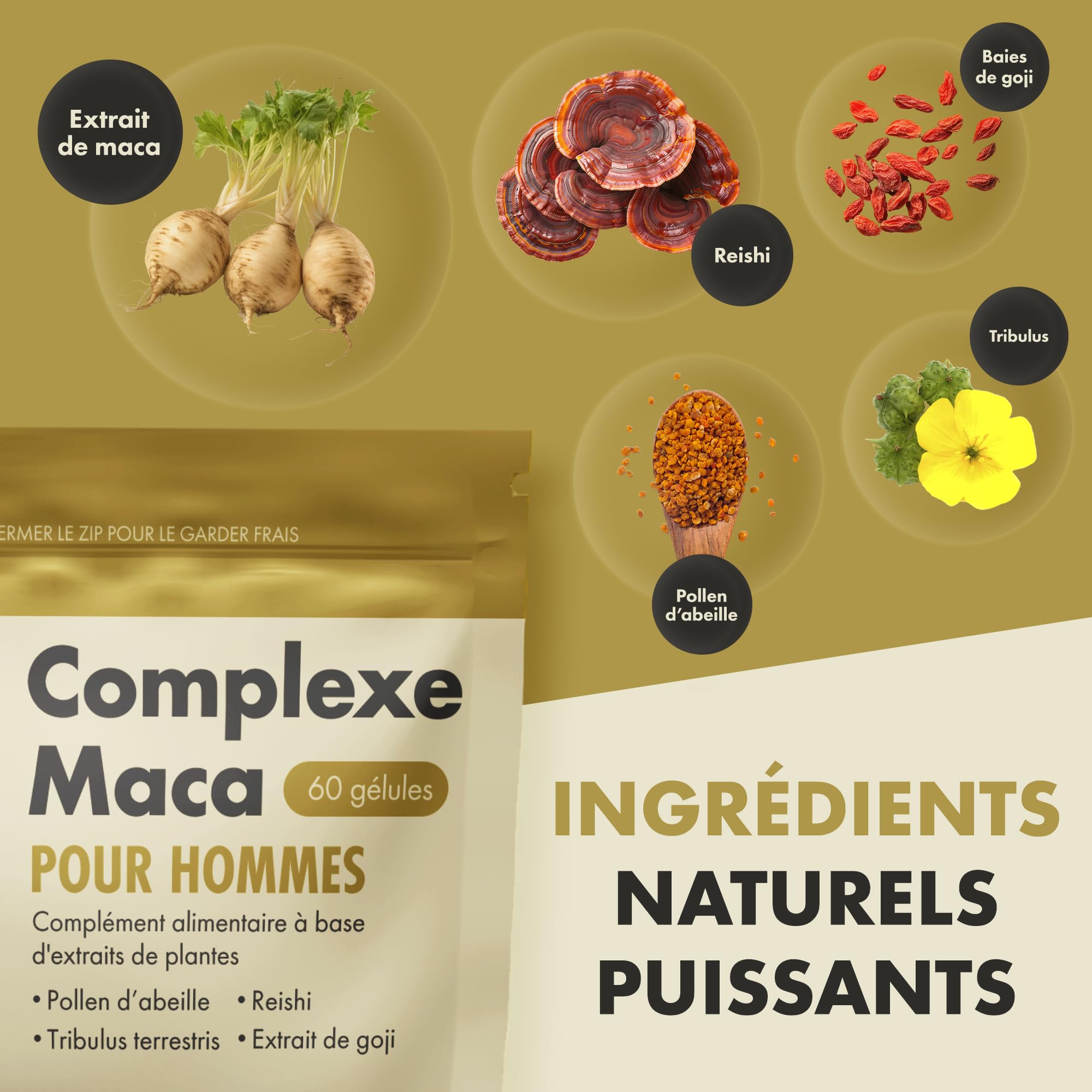 Incite Nutrition Maca Root Complex – 60 gélules véganes | Maca noire avec reishi, tribulus et baies de goji – Soutien énergie et vitalité – Gélules de racine de maca pour hommes et femmes
