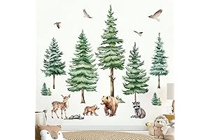 decalmile Pine Tree Wall Decor Woodland Animal Wall Stickers