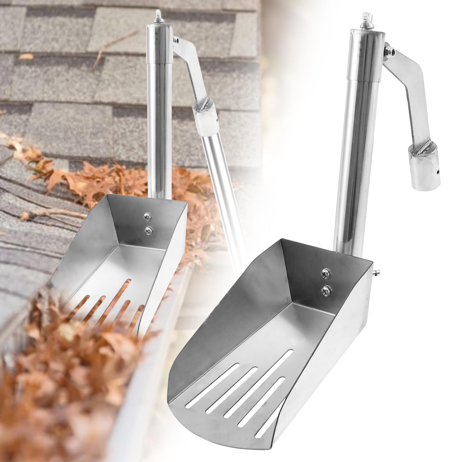 Gutter Cleaning Shovel Heavy Duty Stainless Steel Roof Gutter Cleaner Scoop Removing Leaf and Debris from Roof Gutters No Extension Pole