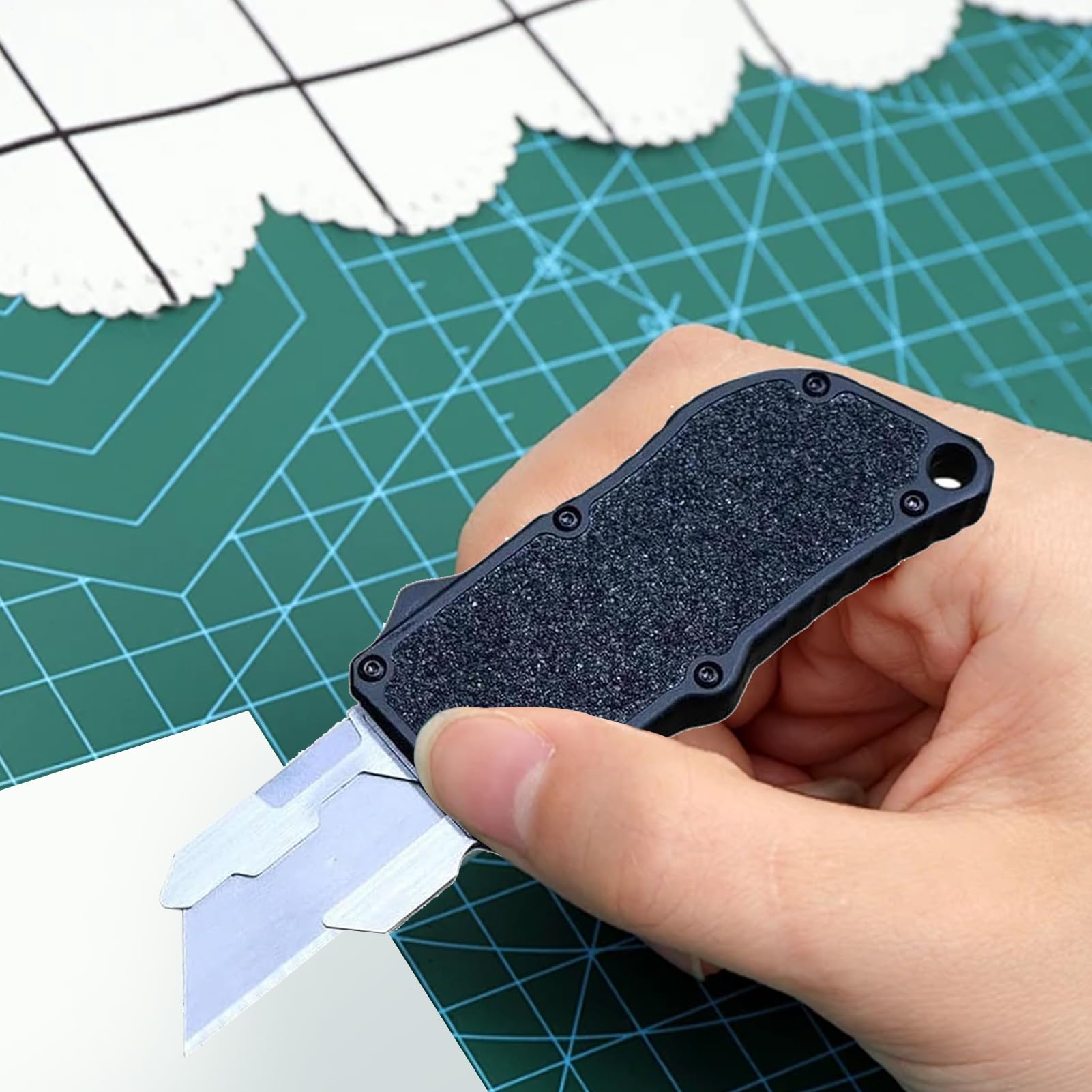 Utility Cutter Tool, Utility Cutter para artistas, cortador de boxeo retráctil ergonómico | Suministros de corte de manualidades, artículos de papelería multiusos para alfombras, falda de hojas