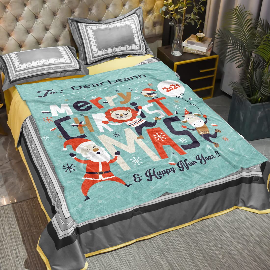 Manta con Estampado de Letras Personalizadas - Manta de Tiro Personalizada Mantas de Franela Suave para Año Nuevo Día de San Valentín Navidad Cumpleaños Camping
