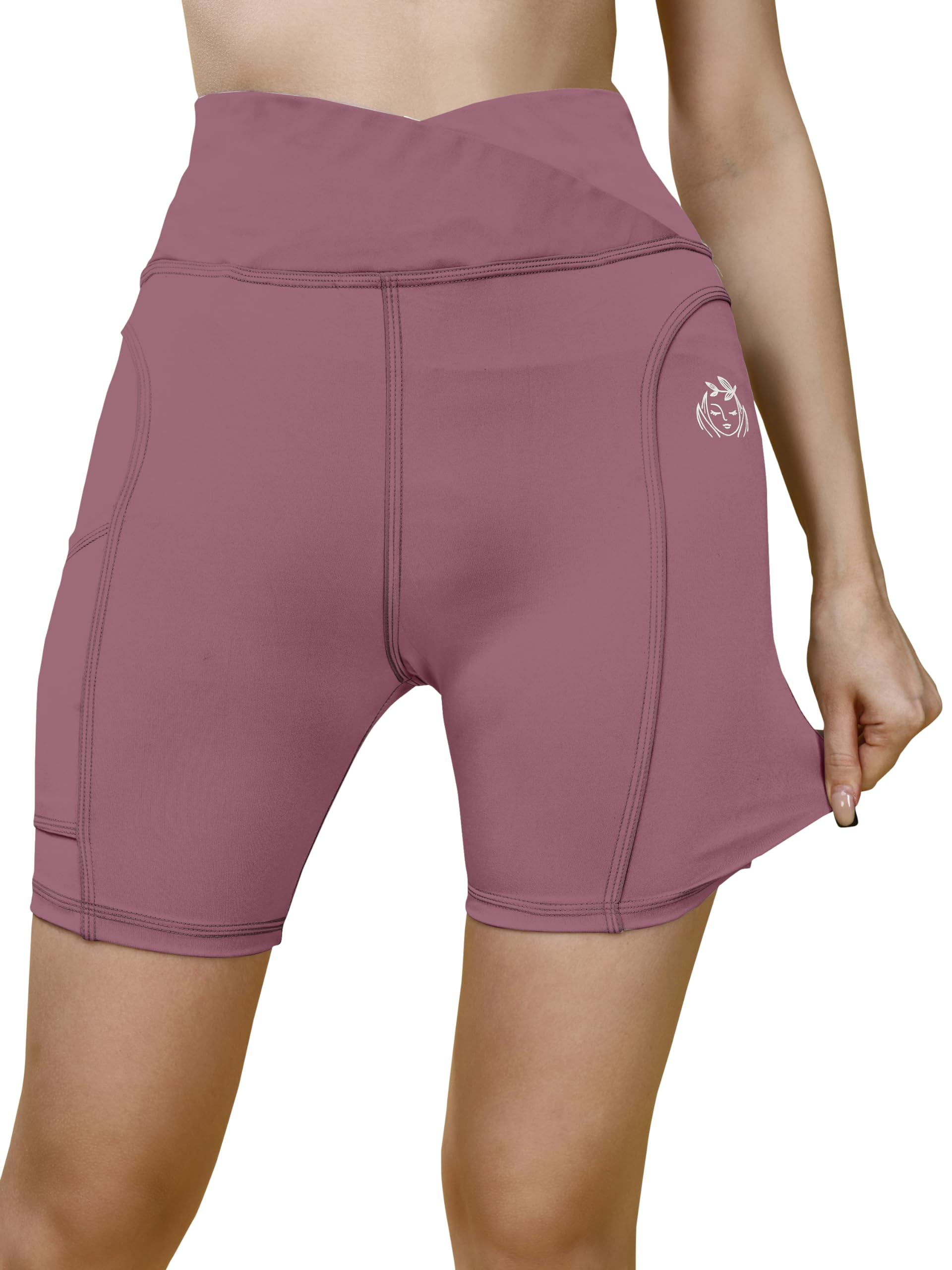 Women’s Polyester Blend V Style Shorts with Elastic High Waist Slim Fit Above Knee Length and Workout Tights for Yoga | Bottom Wear for Gym Cycling | Shorts for Daily Activities-picture-35