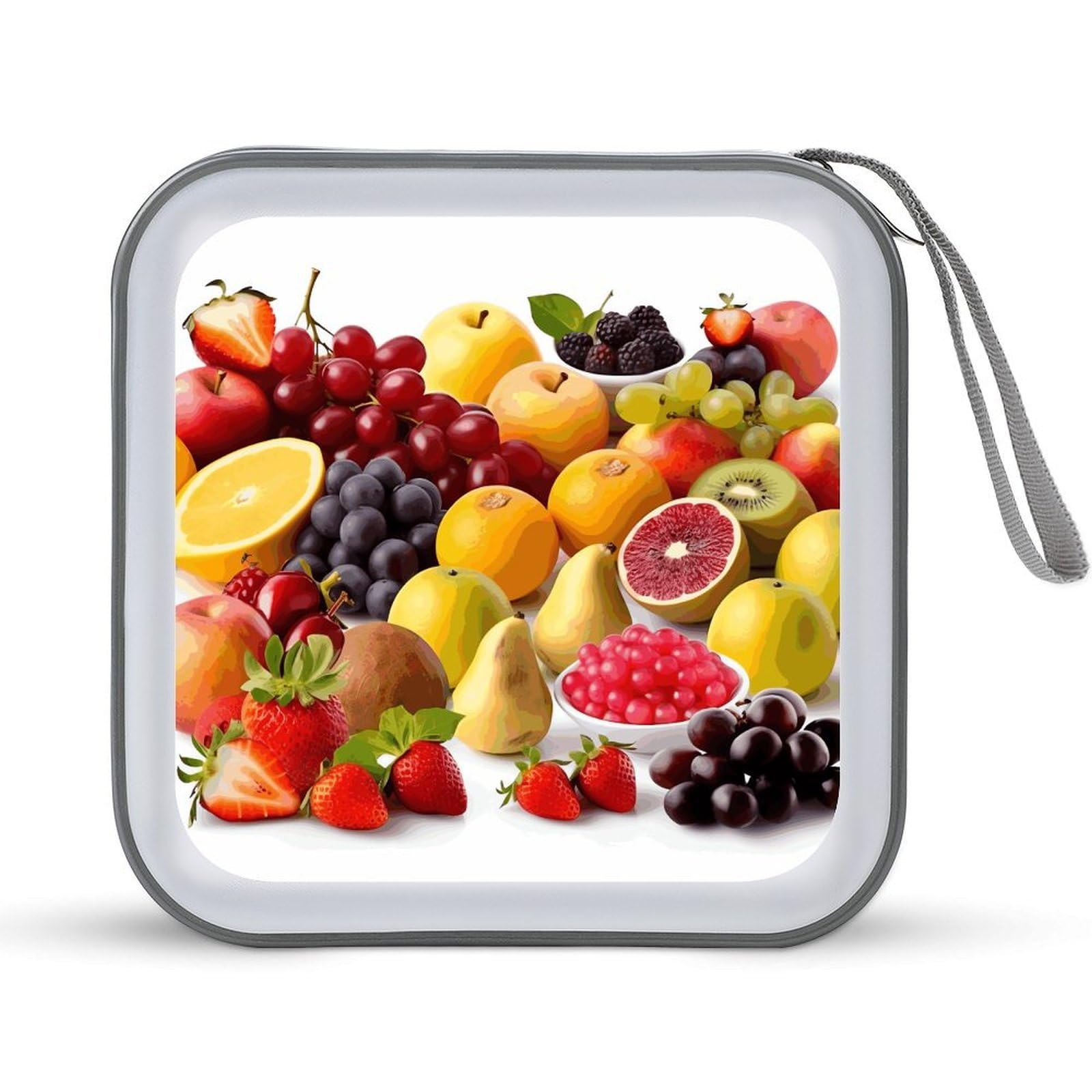 Funda para CD de plástico duro Fresh Fruits con capacidad para 40 DVD y cremallera