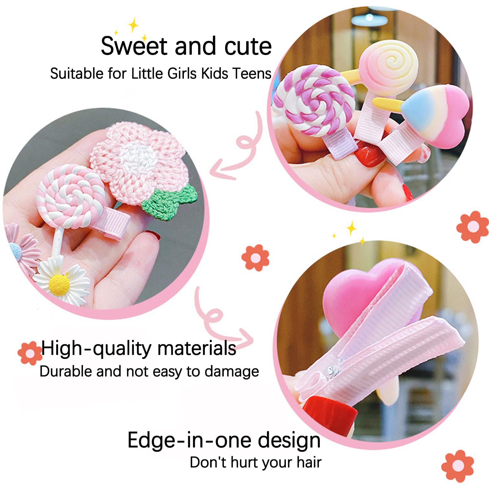 BAISEN 26 Pieces Baby Girls Hair Clips, Sweet Hair Accessories for Girls Cute Animals, Flowers, Fruits, Rainbows - Image 4