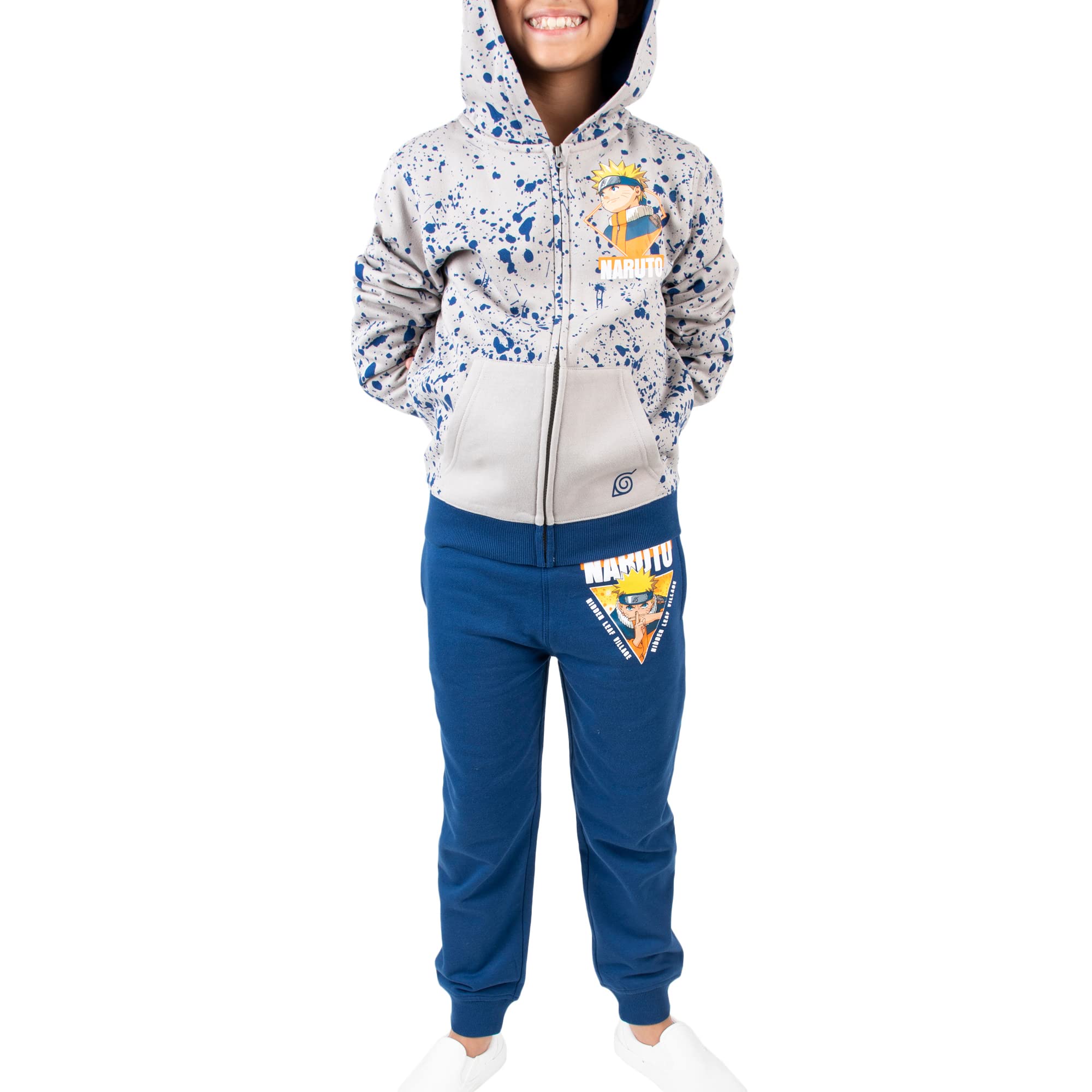Naruto Classic Youth Boys Sudadera con capucha y pantalones deportivos azul marino, Blue, X-Large
